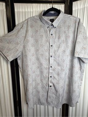 Michael Strahan Men's Short-Sleeve Slim Fit Button-Dow Shirt